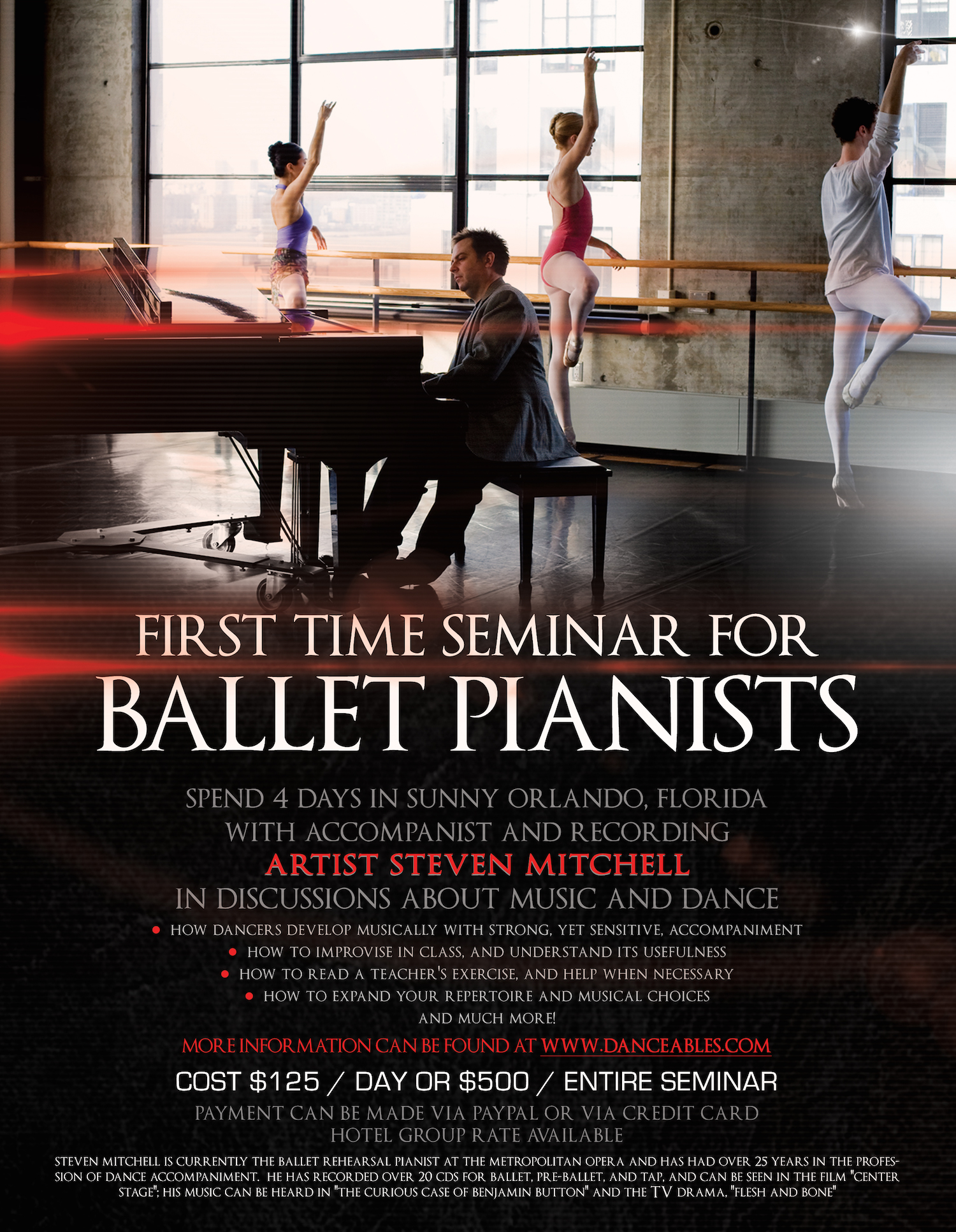 Steven Mitchell trains on how to be a Ballet Pianist
