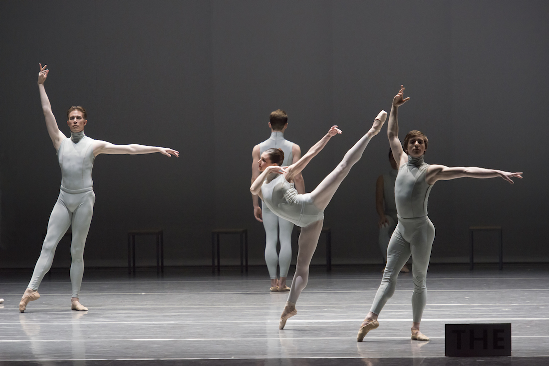 Bo Busby, Kathleen Breen Combes and Isaac Akiba in William Forsythe's The Second Detail. Photo by Gene Schiavone.