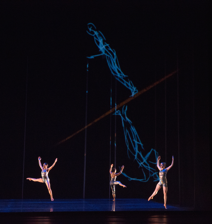  Juilliard dancers in Merce Cunningham's BIPED from Juilliard Dances Repertory in March 2015