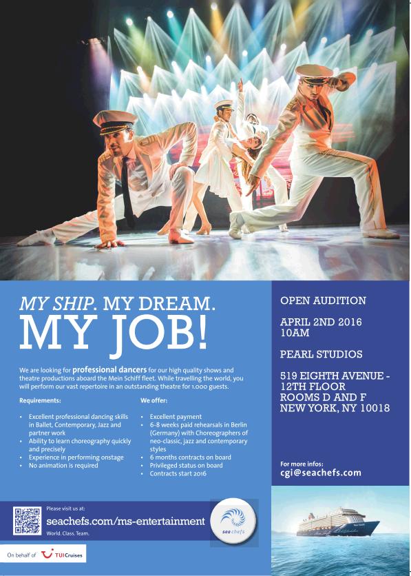 Tui Cruises Holding Audition In New York Dance Informa Usa