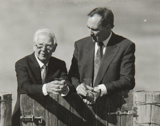 Arthur Boyd and Paul Keating at the gate