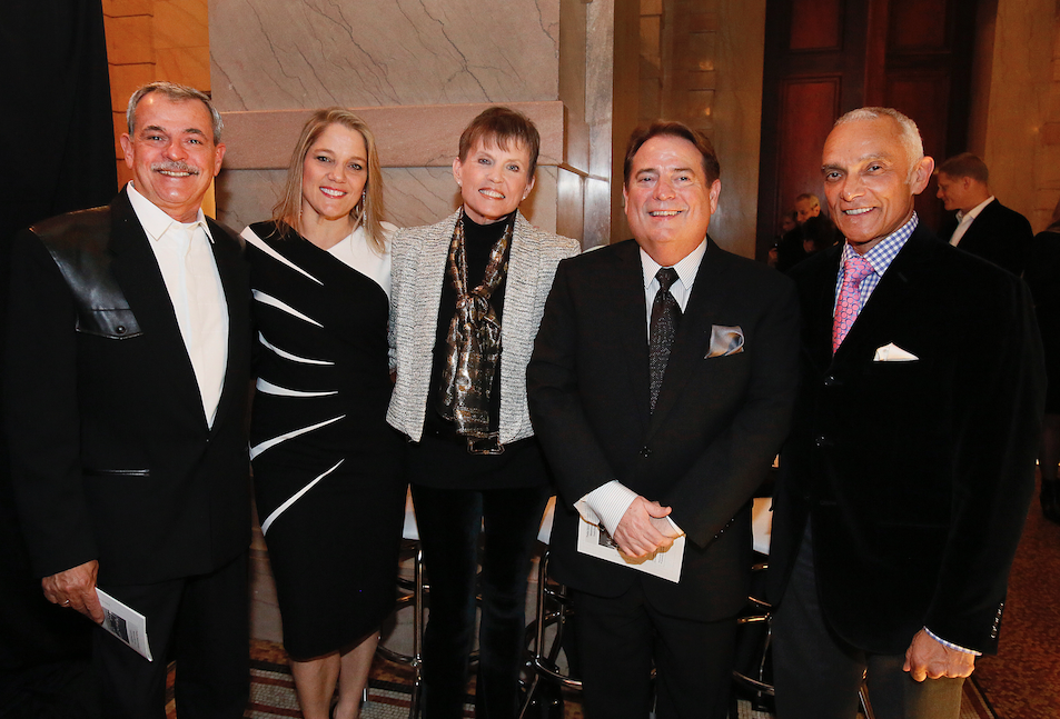Melissa Thodos, Ann Reinking and Gary Chryst (far left) greeted VIPs at the company's 2013 21 Club gala. 